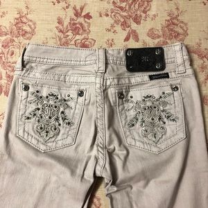 Girls/Miss Me Skinny Jeans-Tan/Beige Size 14-CUTE!